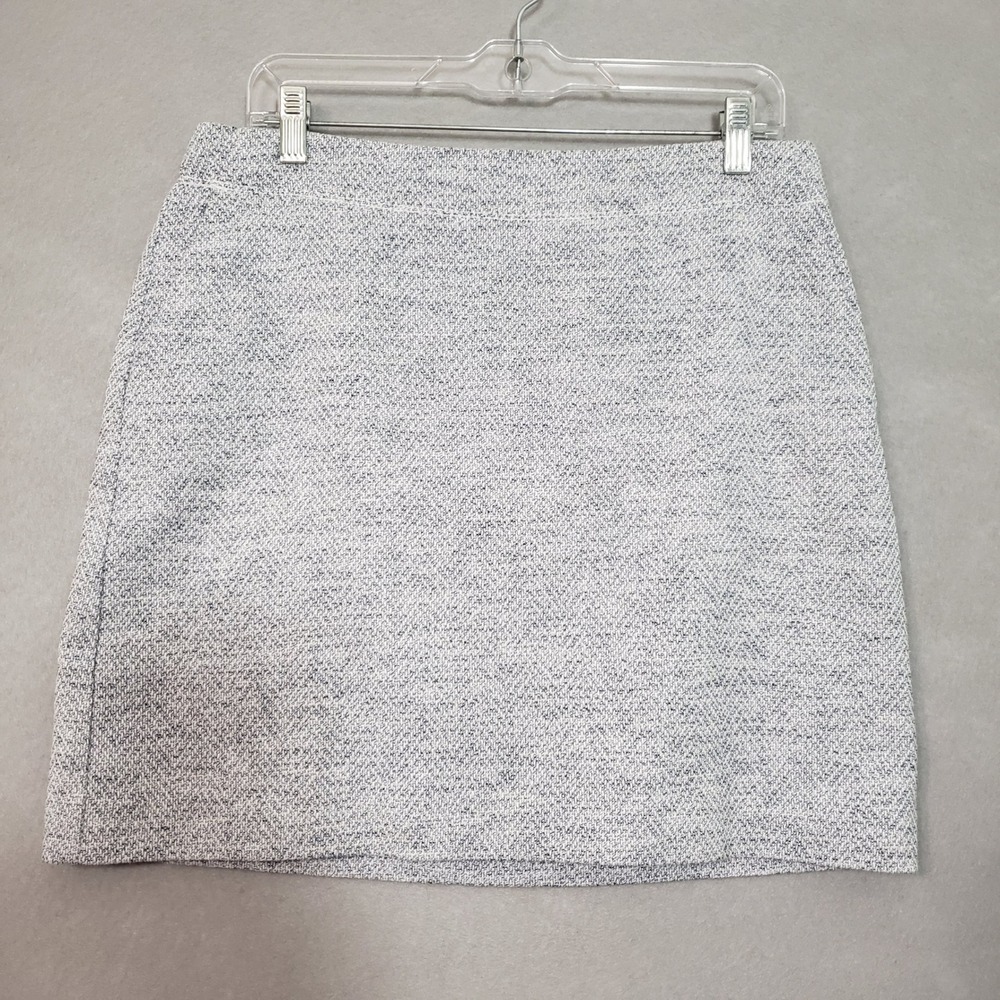 LOFT Womens 10 A-Line Mini Skirt Blue White Tweed Cotton Blend Lined Minimalist
